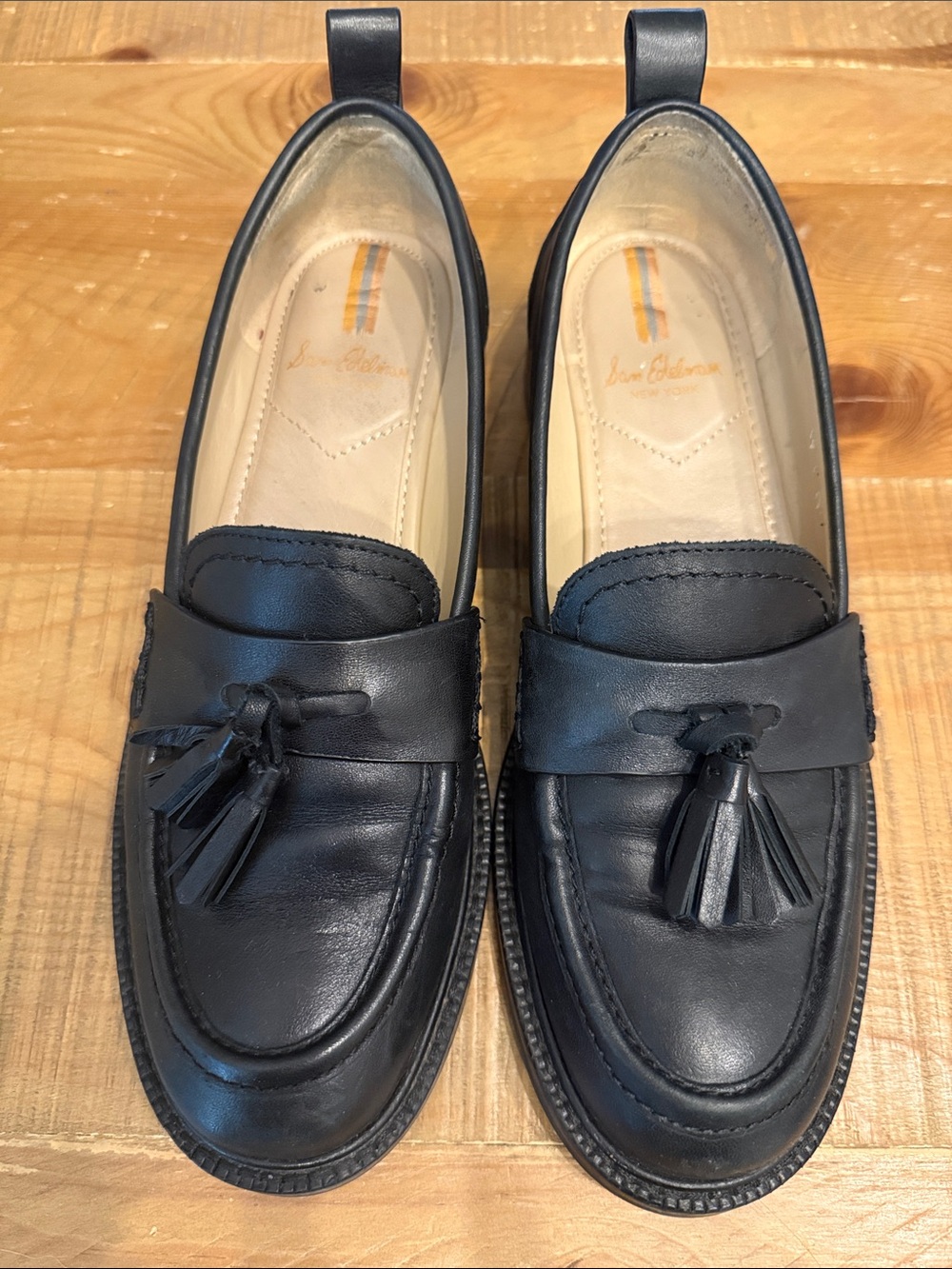 Sam Edelman Black Leather Tassel Loafers